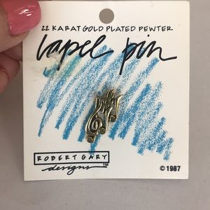Lapel pin 22 Karat gold plated pewter music theme